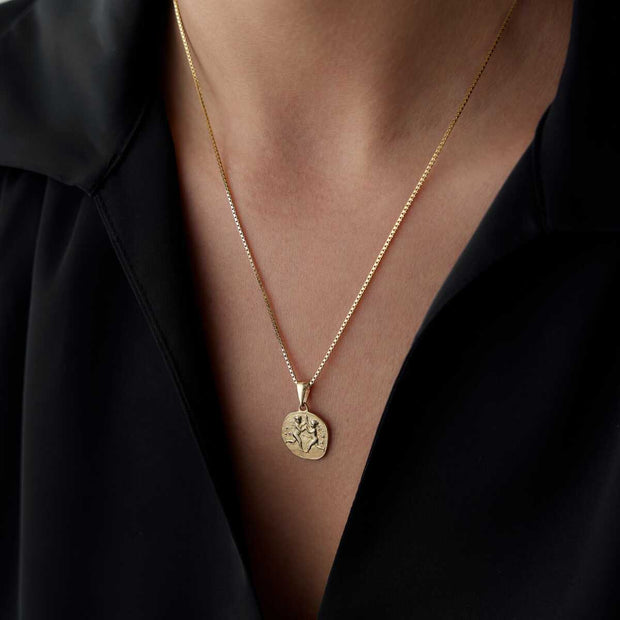 14k Gold Gemini Zodiac Necklace - Solid 14k Gold Necklace