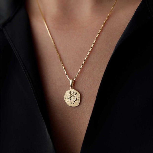 14k Gold Gemini Zodiac Necklace - Solid 14k Gold Necklace