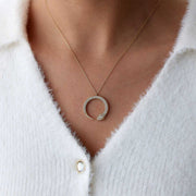 14k Gold Ouroboros Snake Necklace with CZ - Solid 14k Gold Necklace