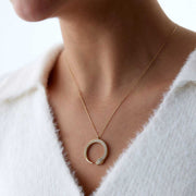 14k Gold Ouroboros Snake Necklace with CZ - Solid 14k Gold Necklace