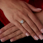 Heart Signet Ring - Solid 14k Gold Ring