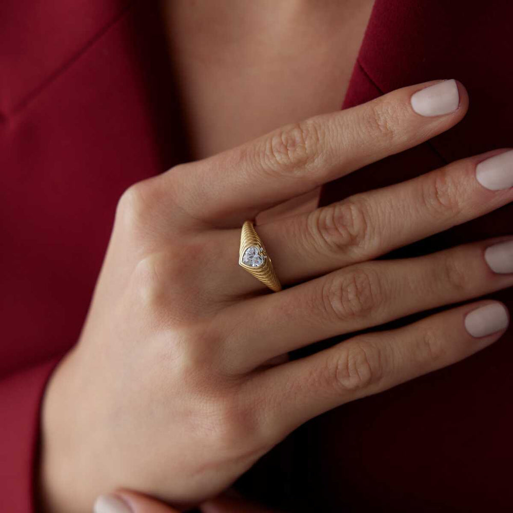 Heart Katman Ring - Solid 14k Gold Ring