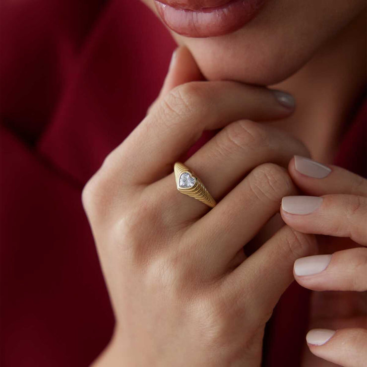 Heart Katman Ring - Solid 14k Gold Ring