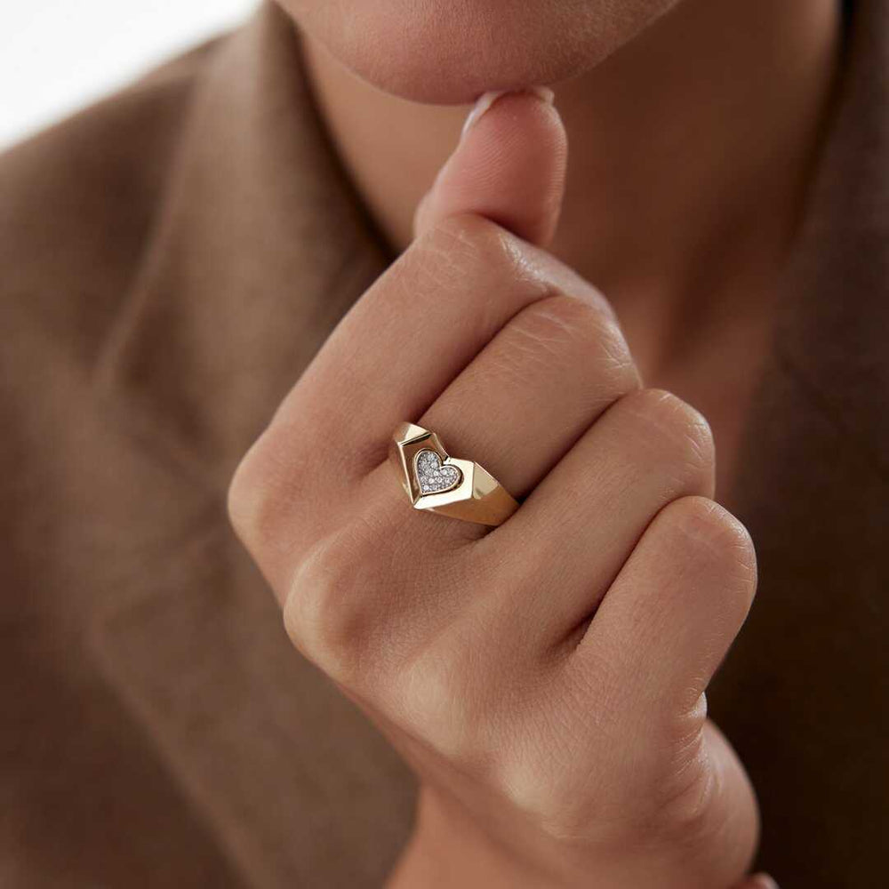 Heart Shape Ring - Solid 14k Gold Ring