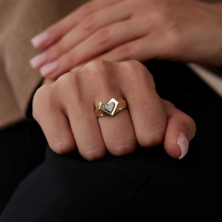 Heart Shape Ring - Solid 14k Gold Ring