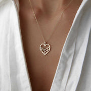 14k Gold Heart Honeycomb Bee Necklace - Solid 14k Gold Necklace