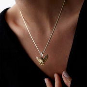 14k Gold Large Eagle Necklace - Solid 14k Gold Necklace