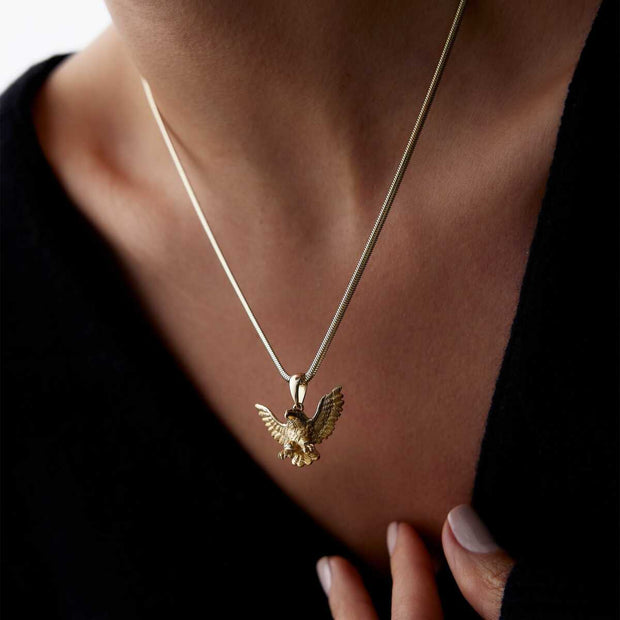 14k Gold Large Eagle Necklace - Solid 14k Gold Necklace