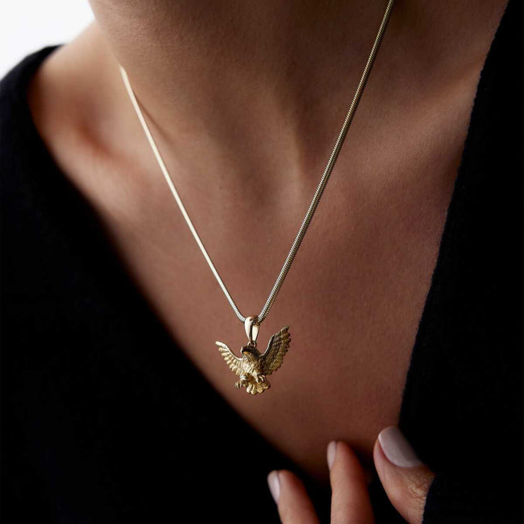 14k Gold Large Eagle Necklace - Solid 14k Gold Necklace