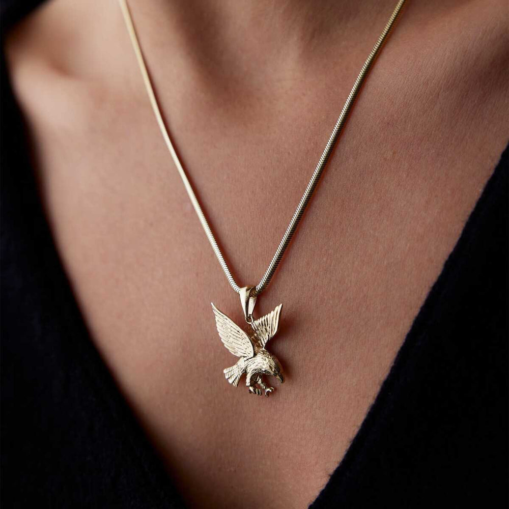 14k Gold 14k Solid Gold Eagle Medallion Necklace - Solid 14k Gold Necklace