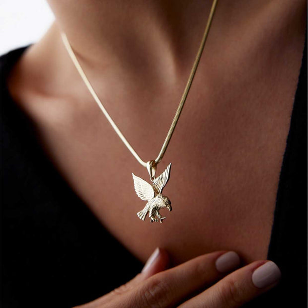 14k Gold 14k Solid Gold Eagle Medallion Necklace - Solid 14k Gold Necklace