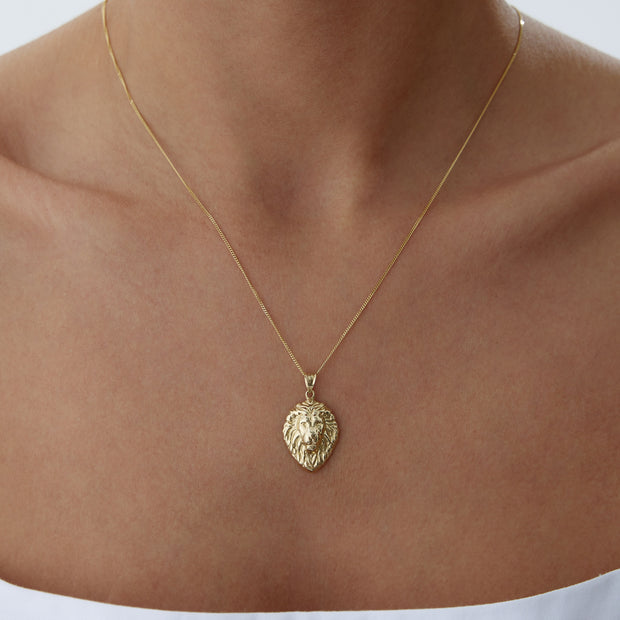 14k Gold Lion Necklace - Solid 14k Gold Necklace