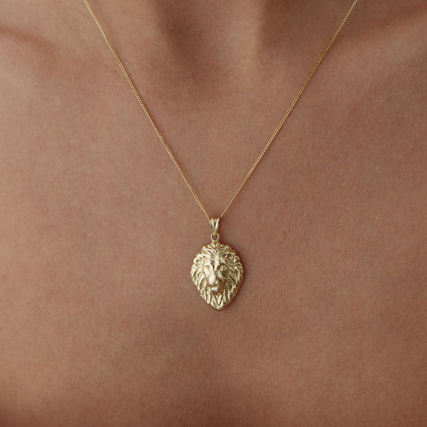 14k Gold Lion Necklace - Solid 14k Gold Necklace