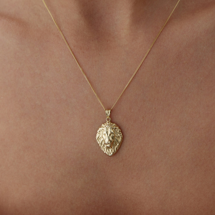 14k Gold Lion Necklace - Solid 14k Gold Necklace