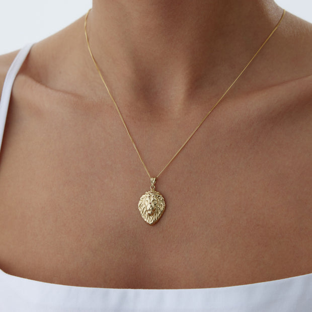 14k Gold Lion Necklace - Solid 14k Gold Necklace
