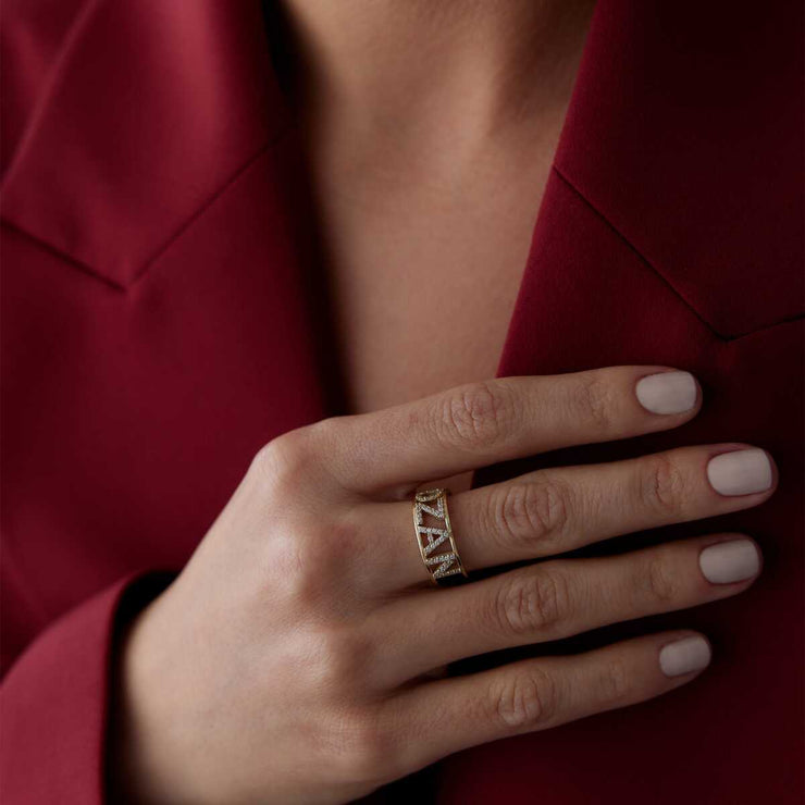 Personalized Design Name Ring - Solid 14k Gold Ring