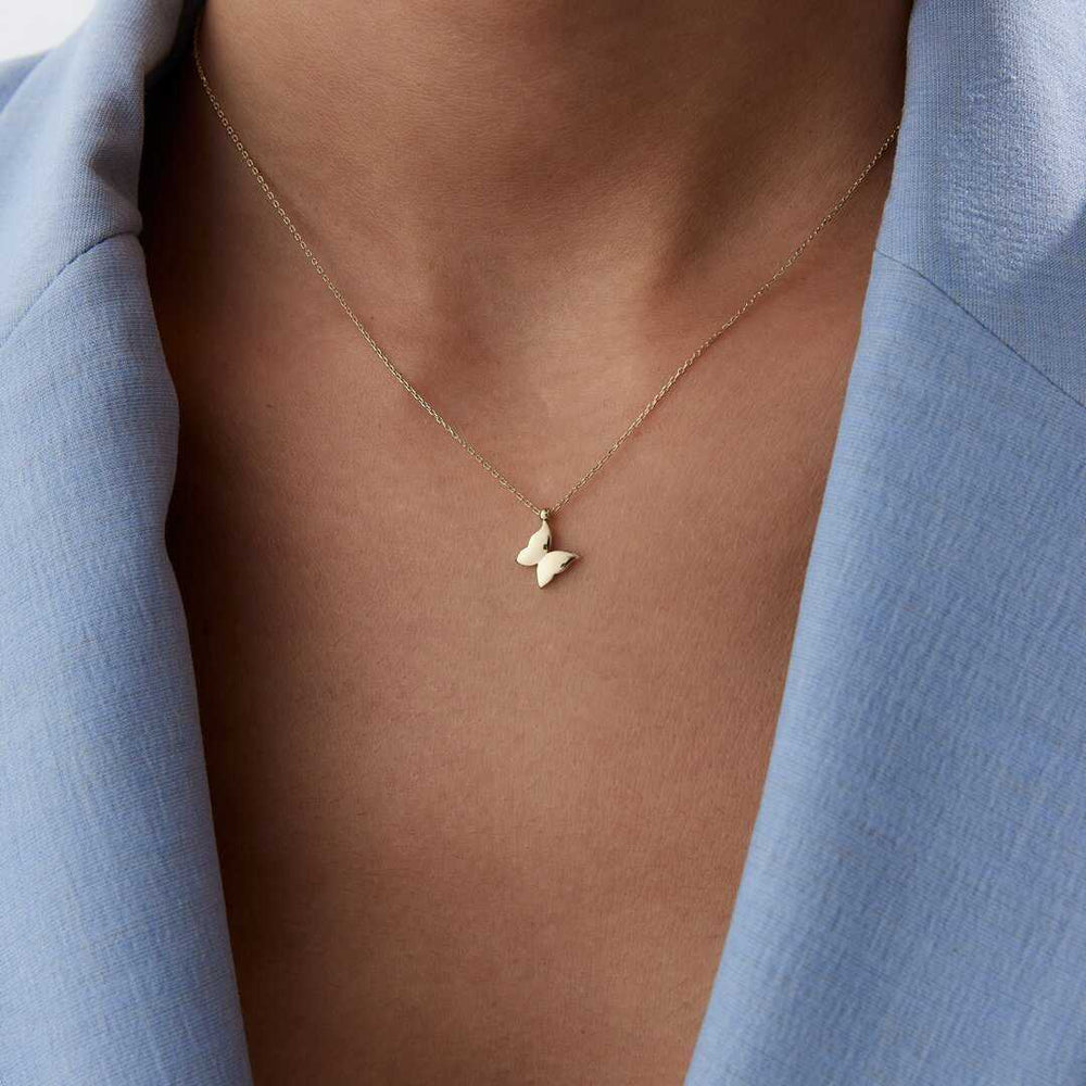 14k Gold 14k Solid Gold Butterfly Necklace - Solid 14k Gold Necklace