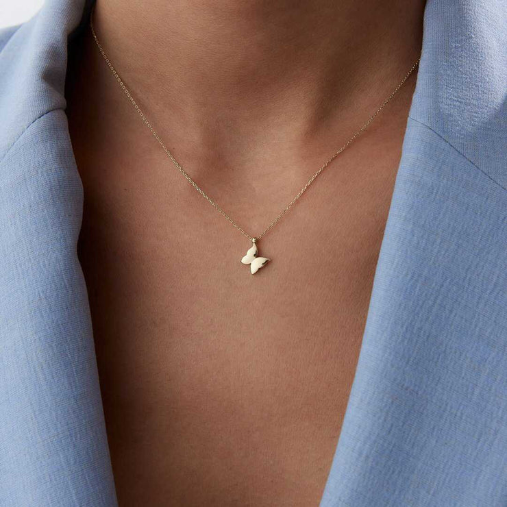 14k Gold 14k Solid Gold Butterfly Necklace - Solid 14k Gold Necklace