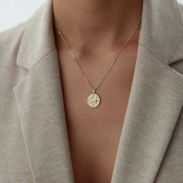 14k Gold Aries Necklace - Solid 14k Gold Necklace