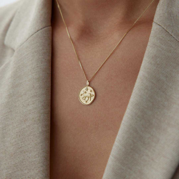 14k Gold Aries Necklace - Solid 14k Gold Necklace