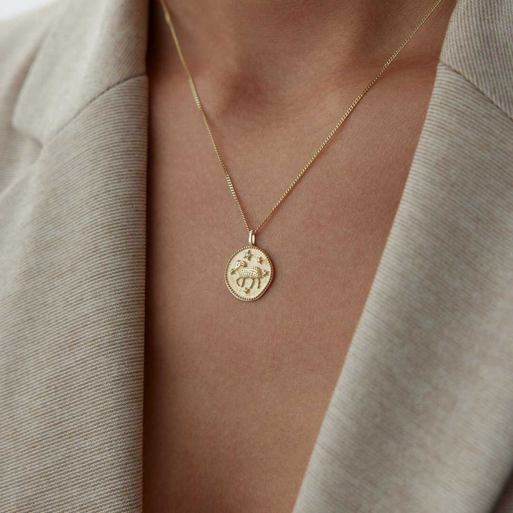 14k Gold Aries Necklace - Solid 14k Gold Necklace