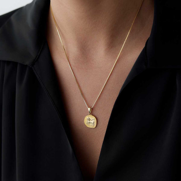 14k Gold Aries Zodiac Necklace - Solid 14k Gold Necklace