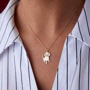 14k Gold Dog Necklace - Solid 14k Gold Necklace