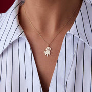 14k Gold Dog Necklace - Solid 14k Gold Necklace