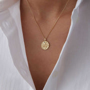 14k Gold Aquarius Necklace - Solid 14k Gold Necklace
