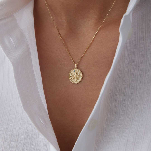 14k Gold Aquarius Necklace - Solid 14k Gold Necklace