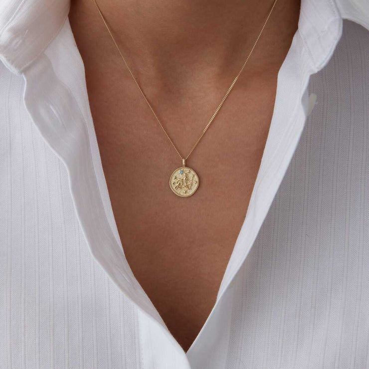 14k Gold Aquarius Necklace - Solid 14k Gold Necklace