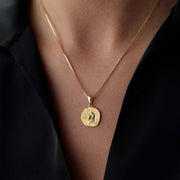 14k Gold Aquarius Zodiac Necklace - Solid 14k Gold Necklace