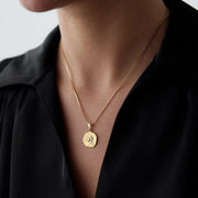 14k Gold Aquarius Zodiac Necklace - Solid 14k Gold Necklace