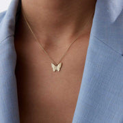 14k Gold Women’s Butterfly Necklace in 14k Gold - Solid 14k Gold Necklace