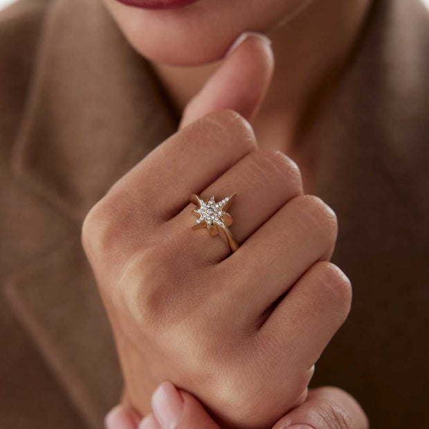 North Star Ring - Solid 14k Gold Ring
