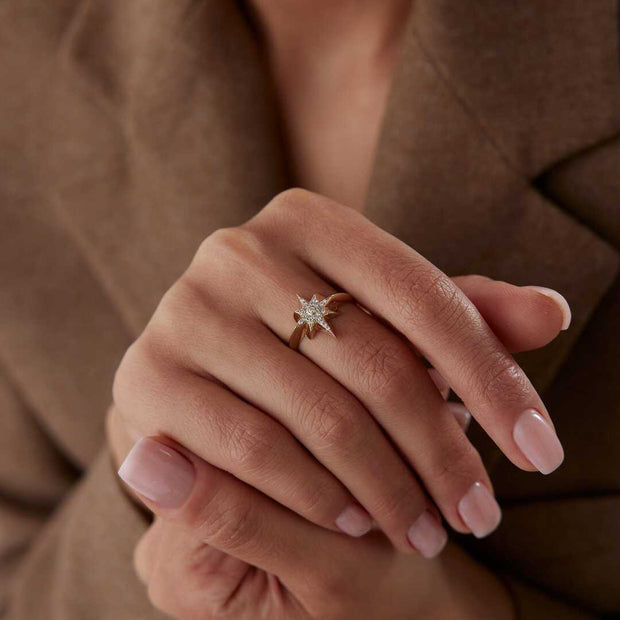 North Star Ring - Solid 14k Gold Ring