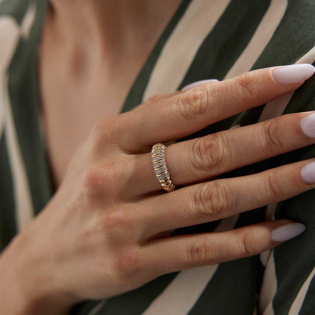 14k Gold Croissant Ring - Solid 14k Gold Ring