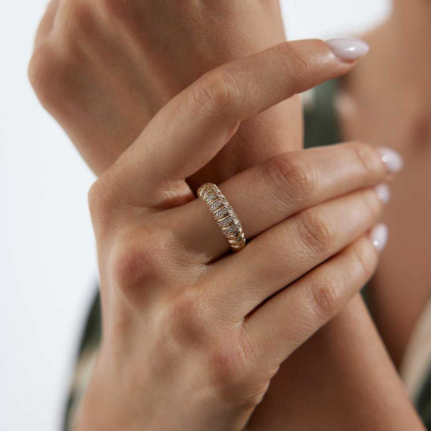 14k Gold Croissant Ring - Solid 14k Gold Ring