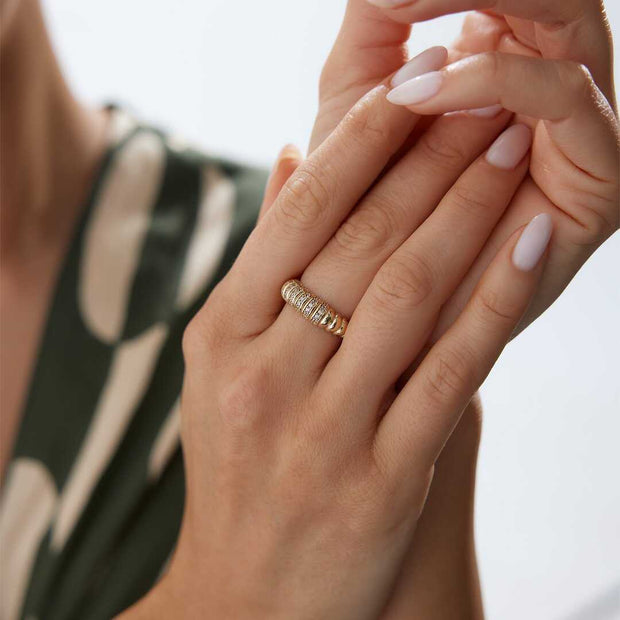 14k Gold Croissant Ring - Solid 14k Gold Ring