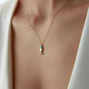 14k Gold Small Enamel Fish Necklace - Solid 14k Gold Necklace