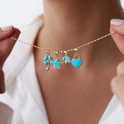 14k Gold Turquoise Elephant Necklace - Solid 14k Gold Necklace