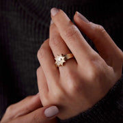 Minimalist Baguette Sun Ring - Solid 14k Gold Ring