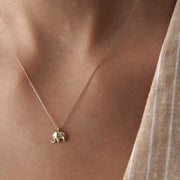 14k Gold Minimalist Gold Elephant Necklace - Solid 14k Gold Necklace