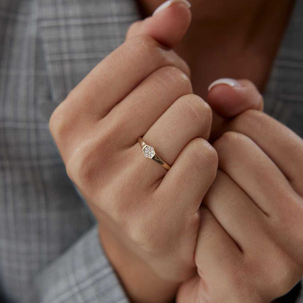 Mini Spark Ring - Solid 14k Gold Ring