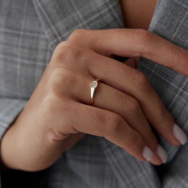 Mini Spark Ring - Solid 14k Gold Ring