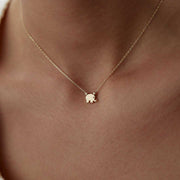 14k Gold Minimalist Elephant Necklace - Solid 14k Gold Necklace