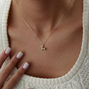 14k Gold Minimalist Dog Necklace - Solid 14k Gold Necklace