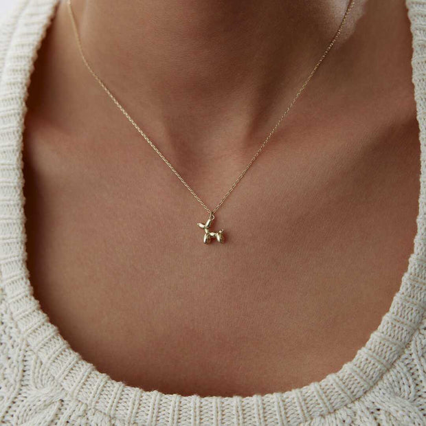 14k Gold Minimalist Dog Necklace - Solid 14k Gold Necklace
