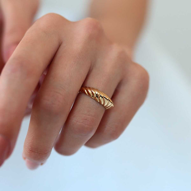 14k Gold Croissant Ring - Solid 14k Gold Ring