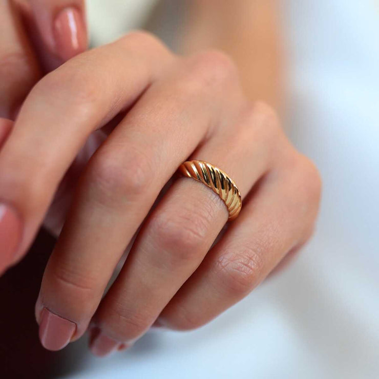 14k Gold Croissant Ring - Solid 14k Gold Ring
